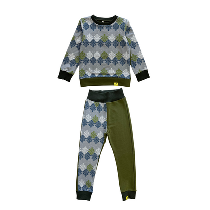 Set with ethnic symbols (dark green)