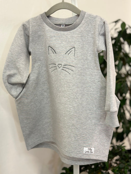 Sweater dress grey cat