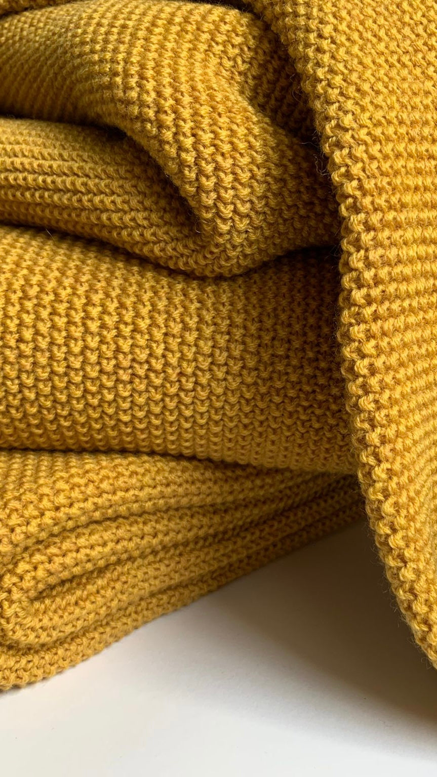 Merino wool blanket mustard