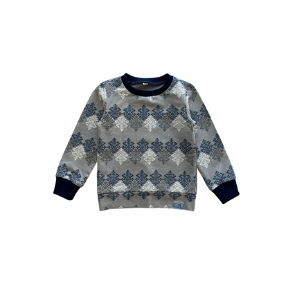 Sweater with ethnic symbols (blue/grey)