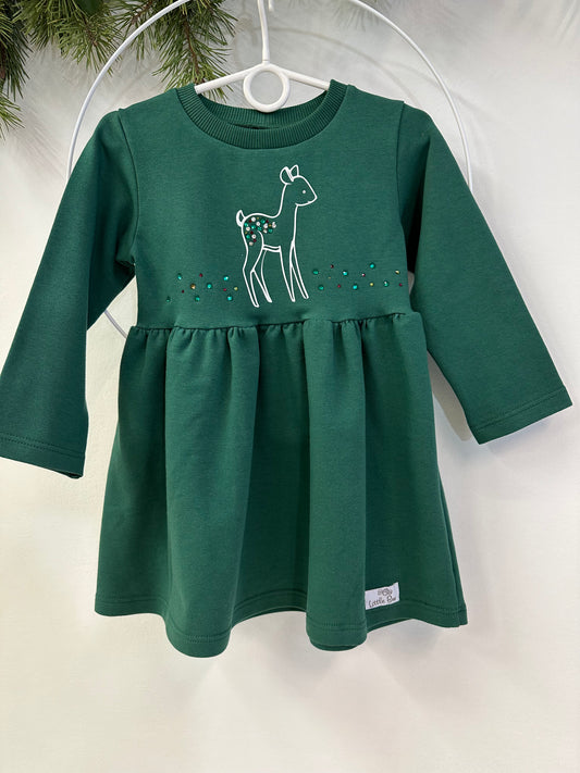 Green dress with Roe deer